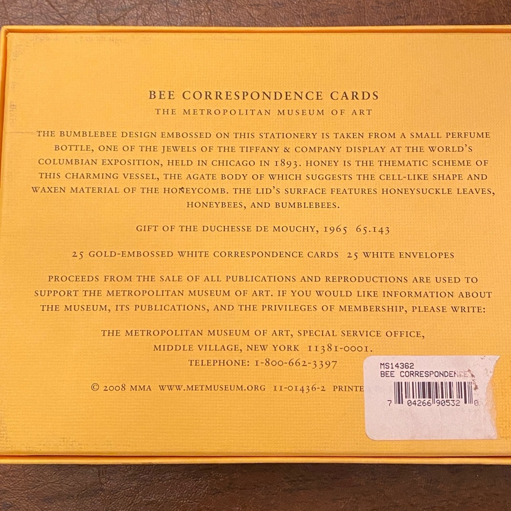 Metropolitan Museum of Art Bumblebee Set - 25 Correspondence Cards/Envelopes - Picture 3 of 3